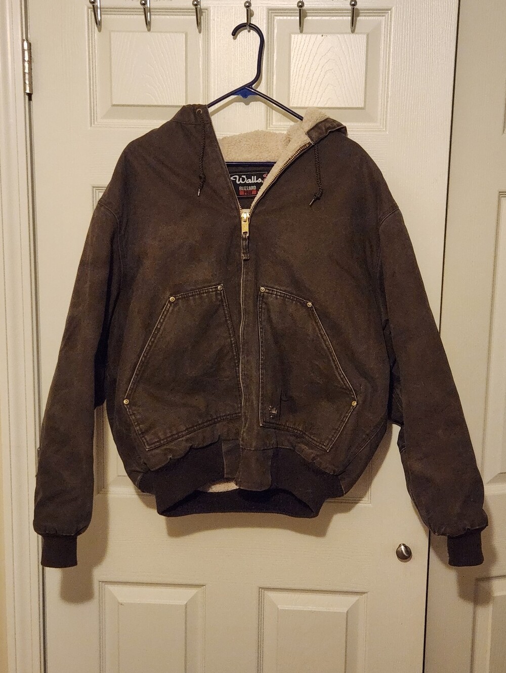 Walls Vintage Sz Large brown duck canvas hooded Work Blizzard-Pruf Jacket